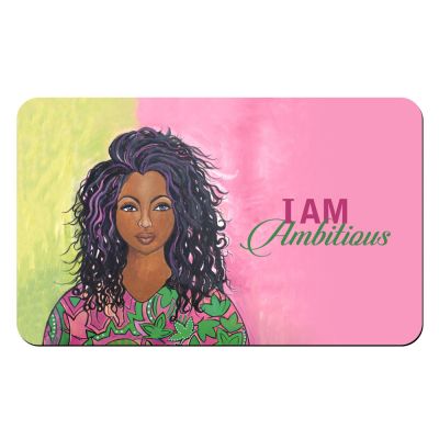 I am Ambitious Pink and Green African American Indoor Floor Mat
