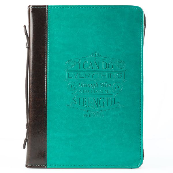 I Can Do Everything Turquoise and Brown  LuxLeather Bible Cover