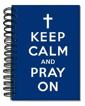 Keep Calm and Pray On Navy Spiral Journal with Cross