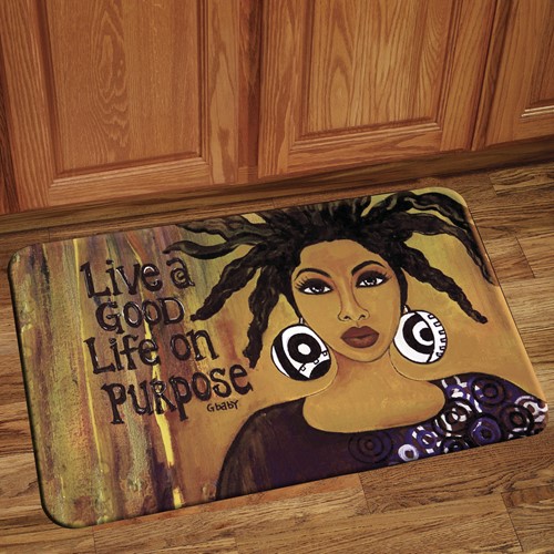 Live A Good Life On Purpose African American Indoor Floor Mat