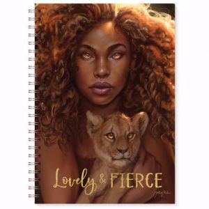Lovely and Fierce African American Women With Baby Lion Spiral Journal