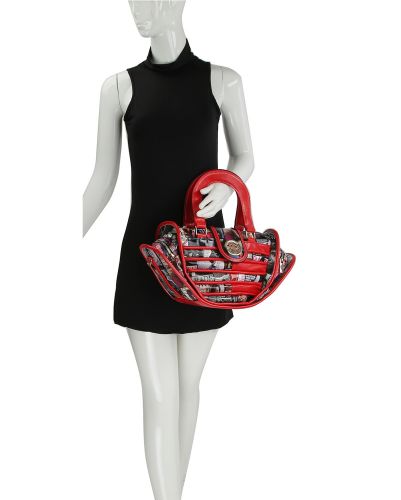Michelle Obama Magazine Print Red Trim Handbag #4