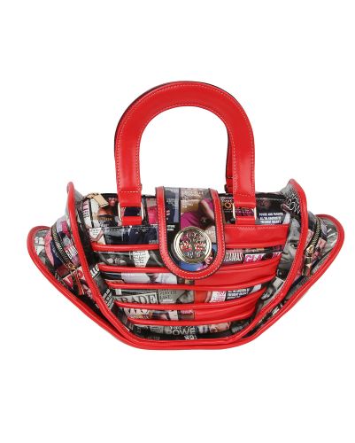 Michelle Obama Magazine Print Red Trim Handbag