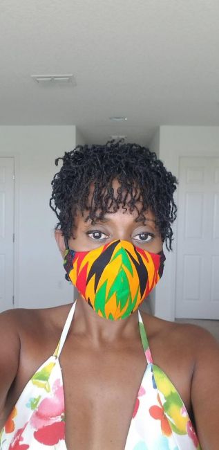 Orange Green Black and Red Ankara African Print Stylish Face Mask