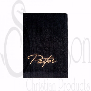 Black with Gold Lettering Pastor Towel