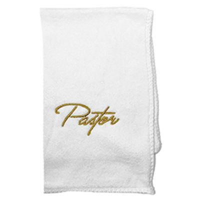 White with Gold Lettering Pastor Towel