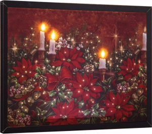 Poinsettia Christmas Fiber Optic Canvas with Remote