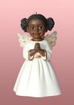 African American Prayer Angel in White Ornament
