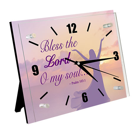 Psalm 103:1 Inspirational Women African American Desktop Clock