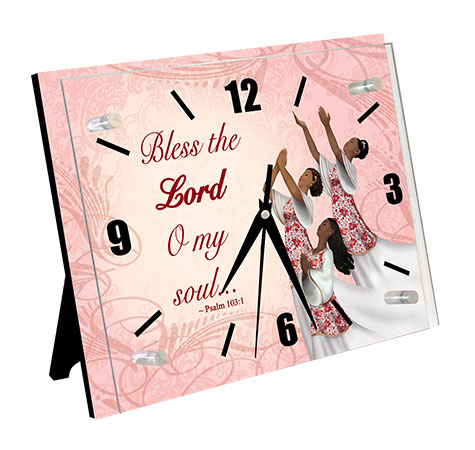 Psalm 103:1 Inspirational Dancers African American Desktop Clock