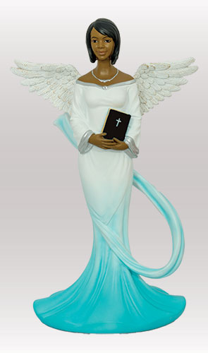 Sash Angel in Cyan Graceful Angels African American Figurine
