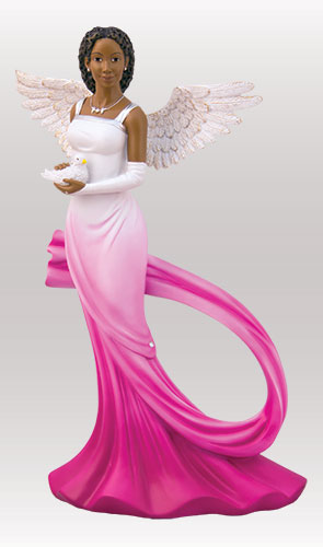 Sash Angel in Fuchsia Graceful Angels African American Figurine
