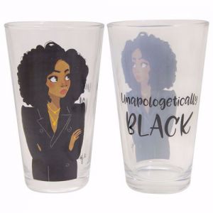 African American Sister Friends 2 Black Art Drinking Glass Set #4