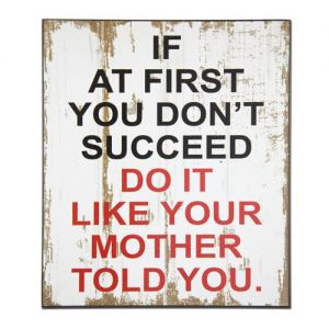 If At First You Don't Succeed Do It Like Your Mother Told You Wall Plaque