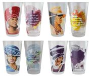 African American Ladies in Hat Sunday Morning Black Art Drinking Glass Set