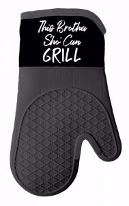 This Brotha Sho Can Grill Black with white lettering Men's Oven Mitt and Pot Holder #3