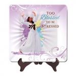 Too Blessed to be Stressed Pink Glass Plate