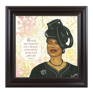 Virtuous Woman Black with Rose Psalm 5:11 African American Framed Art