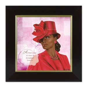 Virtuous Woman Red Proverbs 12:4 African American Framed Art