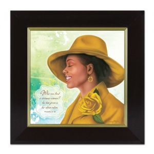 Virtuous Woman Yellow Proverbs 31:10 African American Framed Art