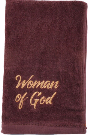 Woman of God Burgundy with Gold Lettering Pastor Towel