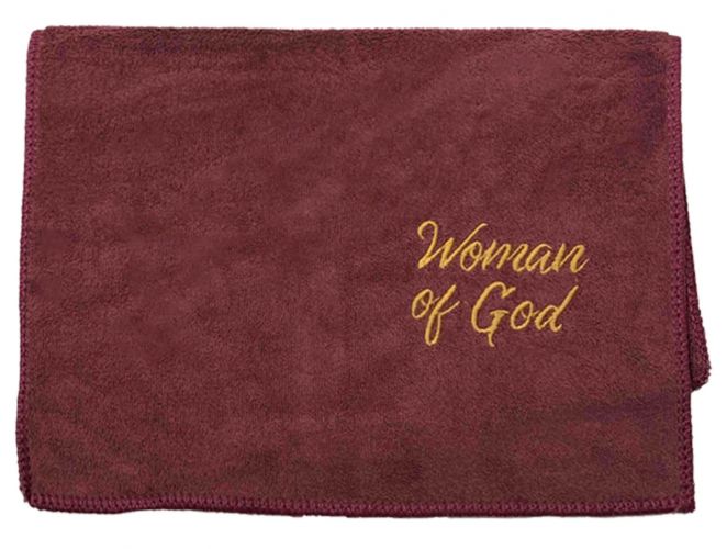 Woman of God Burgundy Pastor Towel With Gold Lettering