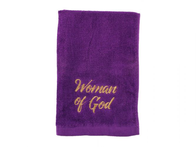 Woman of God Purple with Gold Lettering Pastor Towel