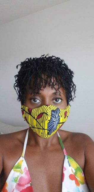 Yellow Flower Ankara African Print Stylish Face Mask