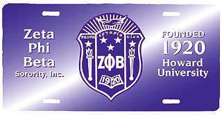 Zeta Phi Beta Sorority License Plate